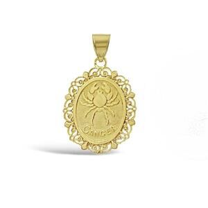 14k Yellow Gold Cancer Pendant Zodiac Star Sign Charm 1 inch